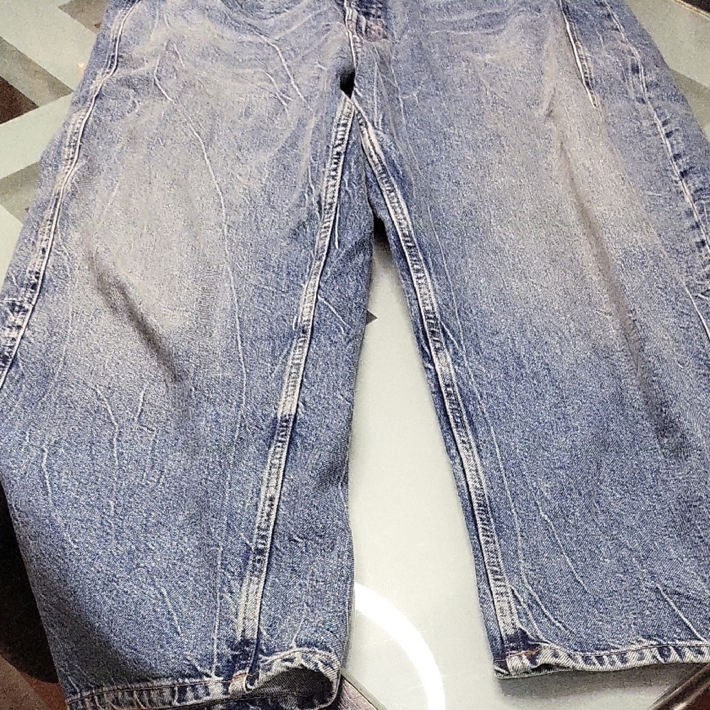 Good American Blue Barrel Leg Jeans